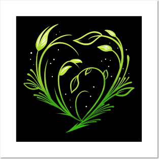 Green Plants Forming Heart - Vegetarian Go Vegan Posters and Art